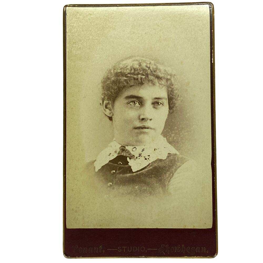 Antique Victorian Era Photograph Women 1880s Conant Studios Skowhegan Maine CDV